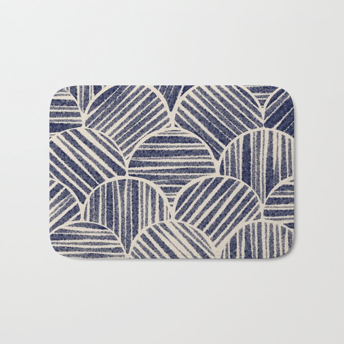 Navy Blue Striped Pattern #2 Bath Mat Gallery Image 1