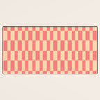 Narrow Check Pattern - Retro Coral and Cream Desk Mat Gallery Image 3
