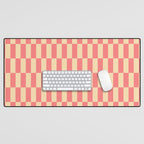 Narrow Check Pattern - Retro Coral and Cream Desk Mat Gallery Image 1