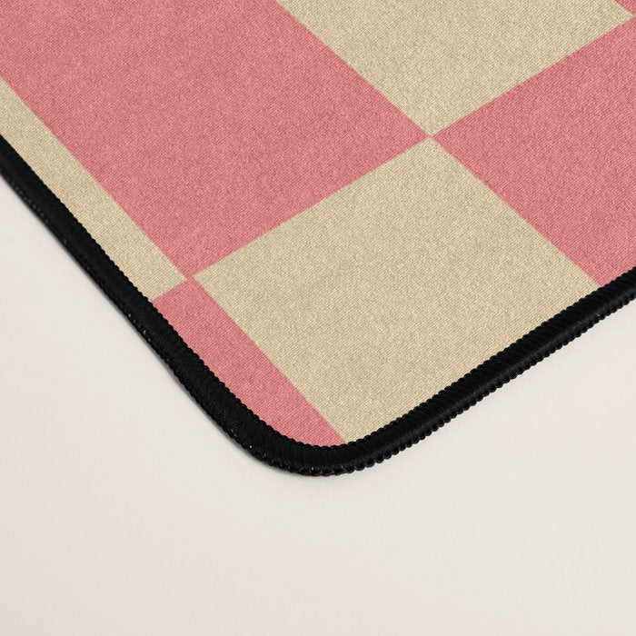 Narrow Check Pattern - Retro Coral and Cream Desk Mat Gallery Image 4