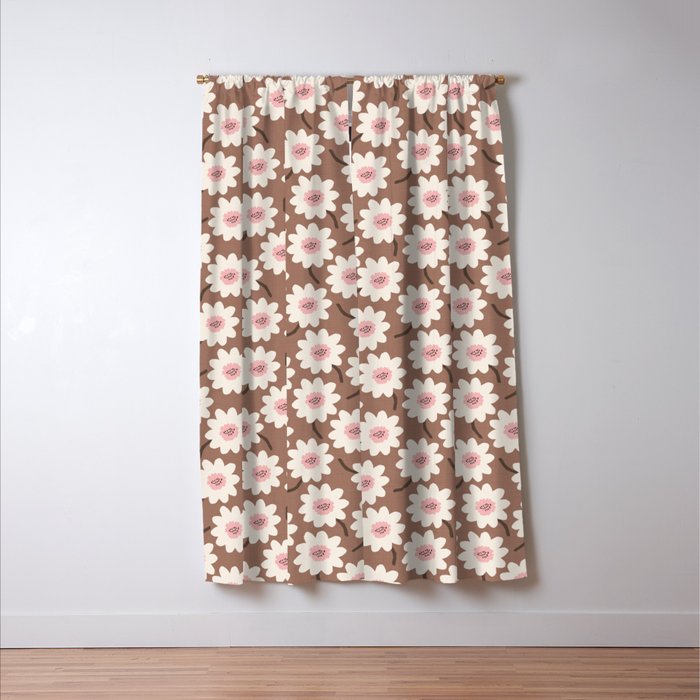 Flower field - mocha pink Window Curtain Gallery Image 3