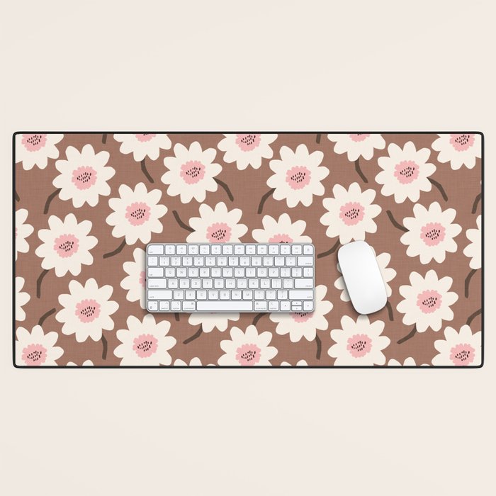 Flower field - mocha pink Desk Mat Gallery Image 1