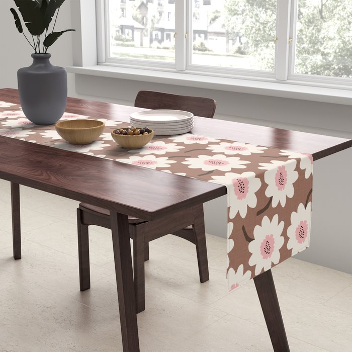 Flower field - mocha pink Table Runner Gallery Image 2