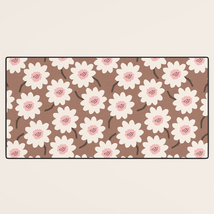 Flower field - mocha pink Desk Mat Gallery Image 3