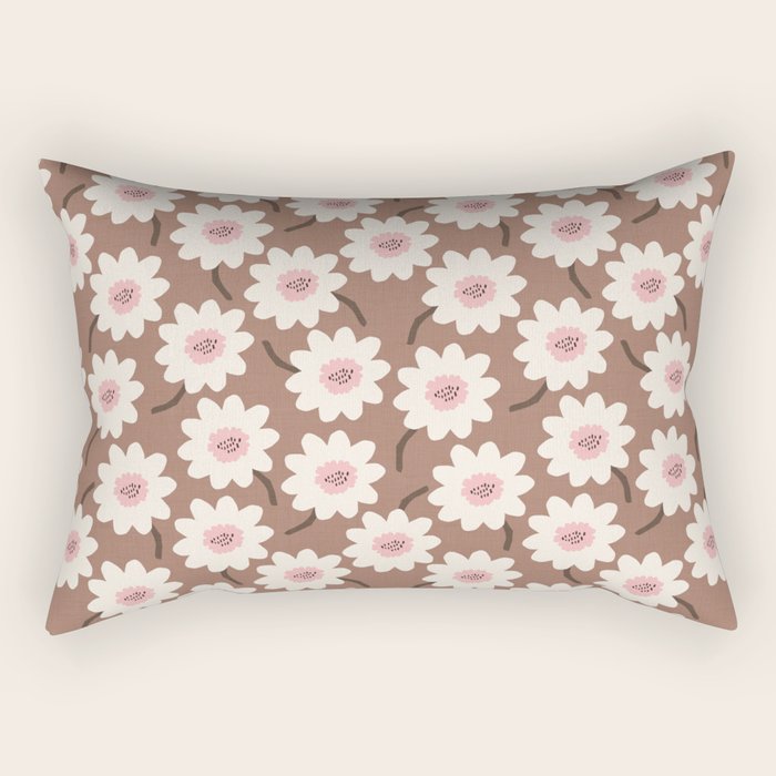 Flower field - mocha pink Rectangular Pillow Gallery Image 1
