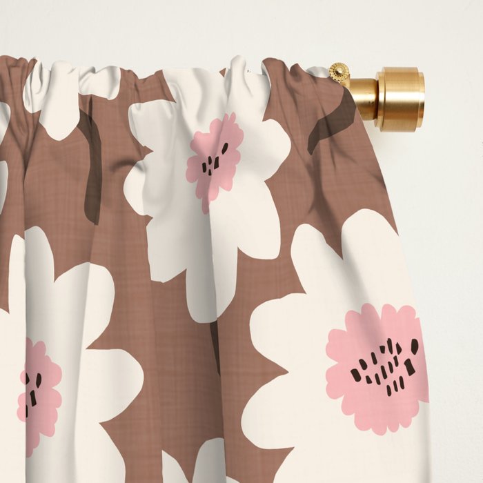 Flower field - mocha pink Window Curtain Gallery Image 2