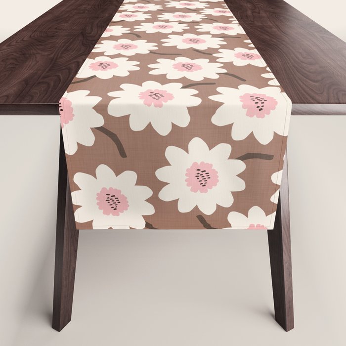 Flower field - mocha pink Table Runner Gallery Image 1