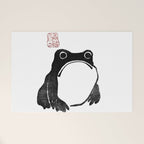 Cute Grumpy Frog Vintage Japanese Woodblock Print Welcome Mat Gallery Image 1