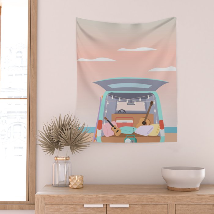 Beach Van Wall Tapestry Gallery Image 2