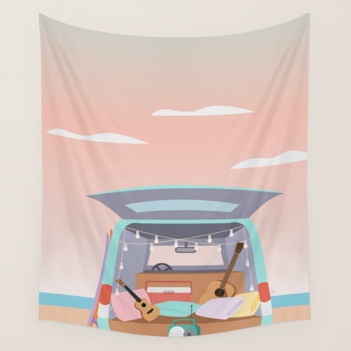 Beach Van Wall Tapestry Gallery Image 1