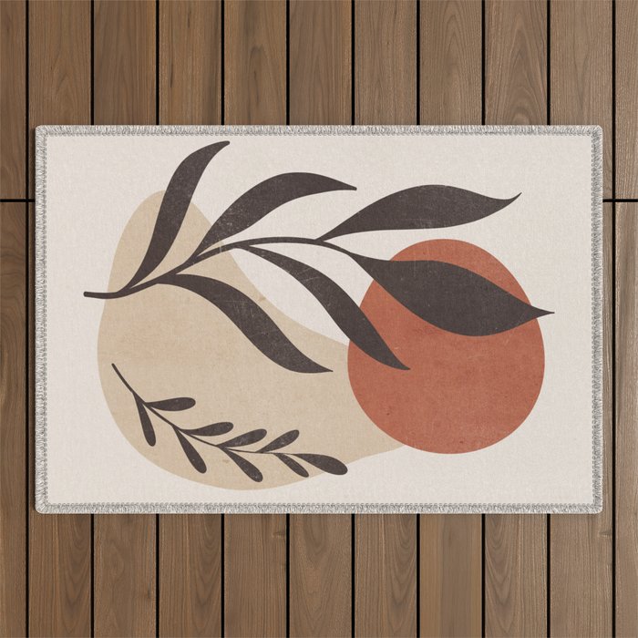 Minimal Abstract Art Plant 8 Outdoor Rug Gallery Image 1
