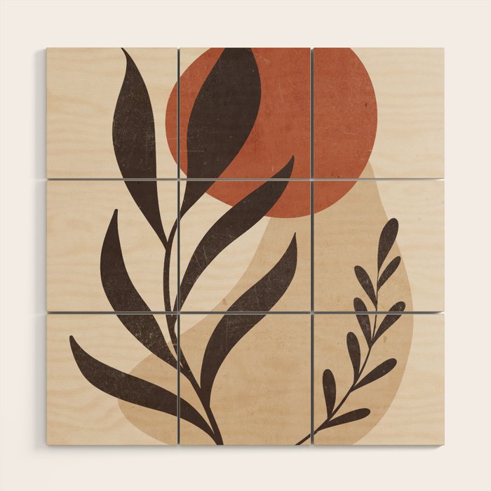 Minimal Abstract Art Plant 8 Wood Wall Art Gallery Image 1