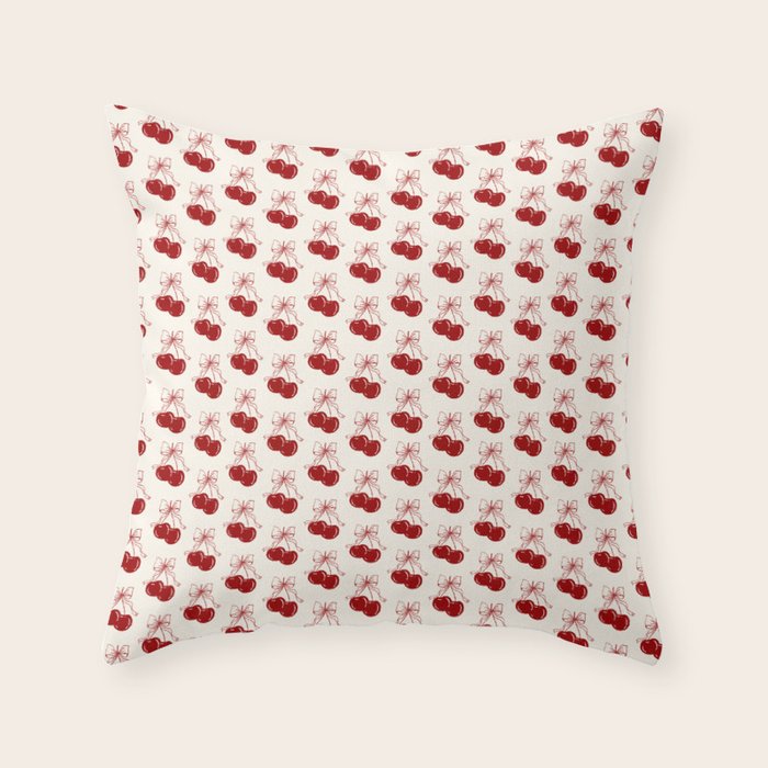 cherry coquette bows Throw Pillow Gallery Image 6