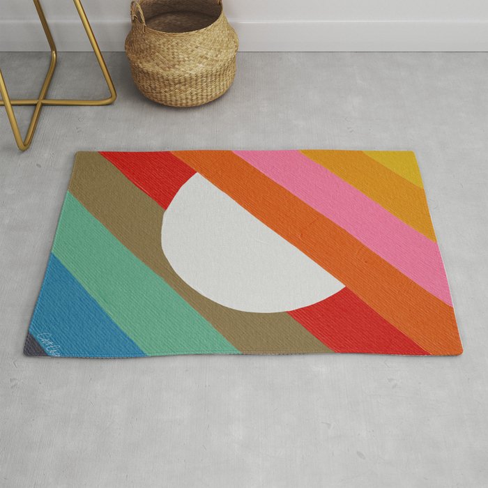 Diagonal Color Blocking - Rainbow Moon Rug Gallery Image 1