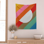 Diagonal Color Blocking - Rainbow Moon Wall Tapestry Gallery Image 2