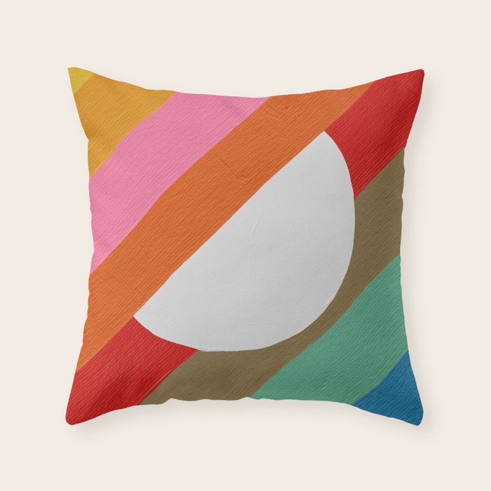 Diagonal Color Blocking - Rainbow Moon Throw Pillow Gallery Image 1