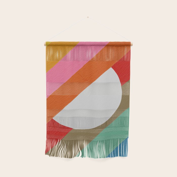 Diagonal Color Blocking - Rainbow Moon Wall Hanging Gallery Image 1