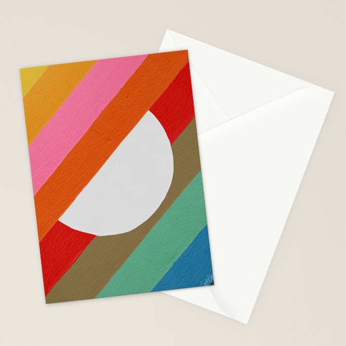 Diagonal Color Blocking - Rainbow Moon Stationery Card Gallery Image 2
