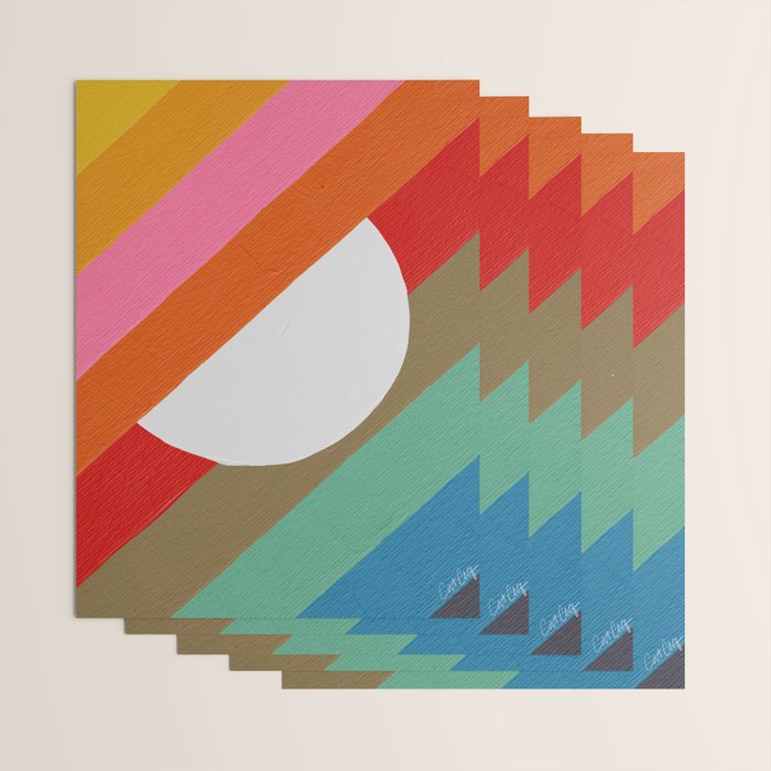 Diagonal Color Blocking - Rainbow Moon Wrapping Paper Gallery Image 3