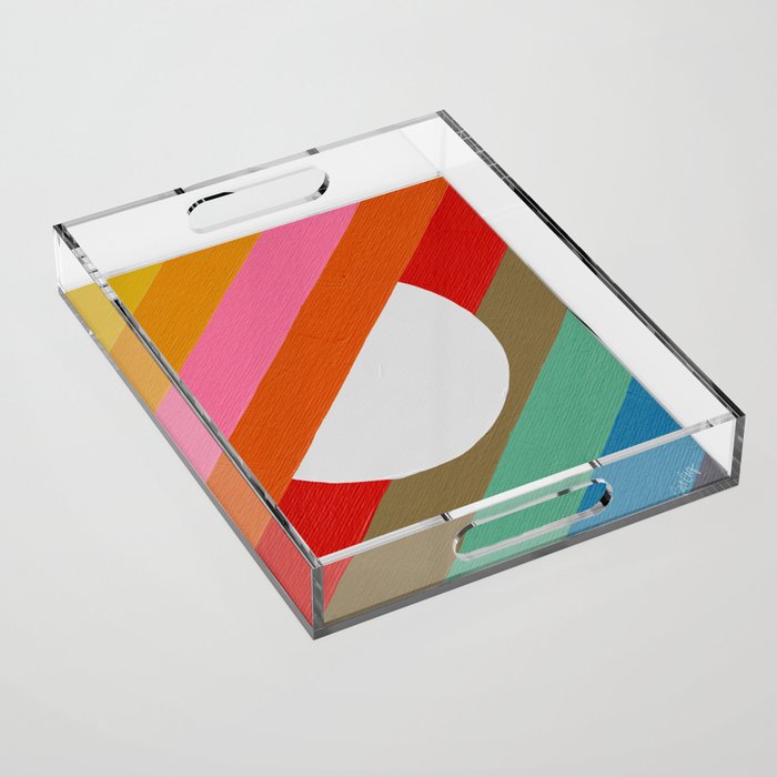 Diagonal Color Blocking - Rainbow Moon Acrylic Tray Gallery Image 1
