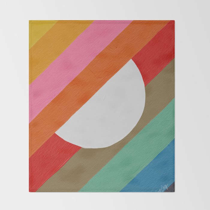 Diagonal Color Blocking - Rainbow Moon Throw Blanket Gallery Image 2