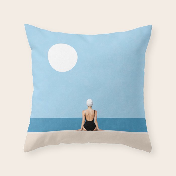 Minimalist Beach Sun Horizon Throw Pillow Gallery Image 6