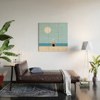 Minimalist Beach Sun Horizon Wood Wall Art Gallery Image 2