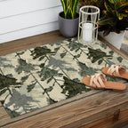 Enchanted Watercolor Pine Forest Outdoor Rug Gallery Image 2