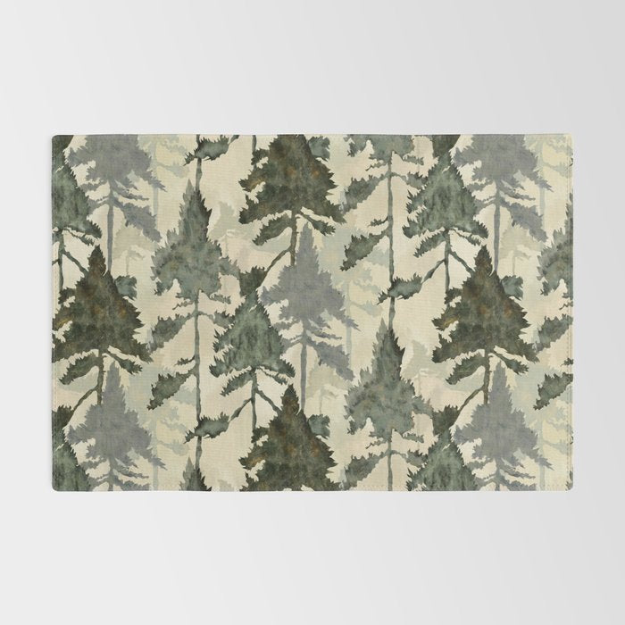 Enchanted Watercolor Pine Forest Rug Gallery Image 2