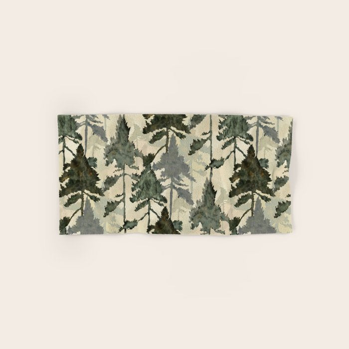 Enchanted Watercolor Pine Forest Bath Towel Gallery Image 1