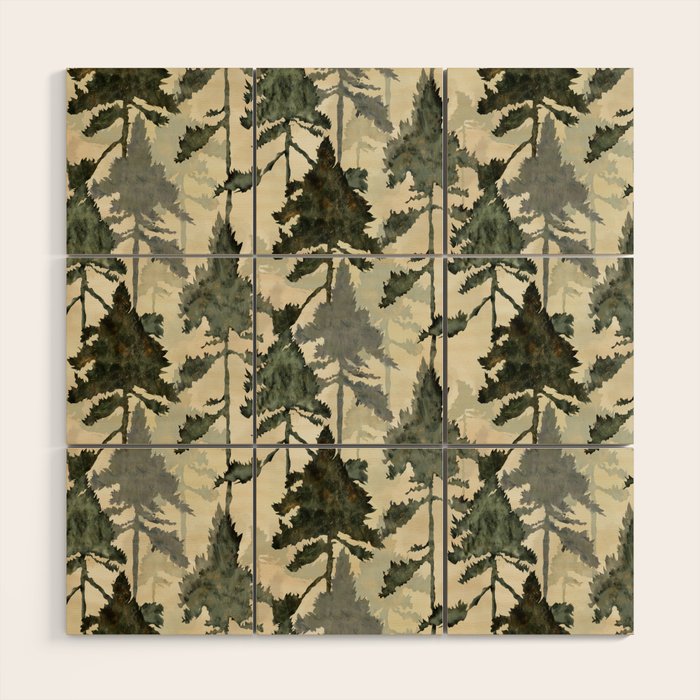 Enchanted Watercolor Pine Forest Wood Wall Art Gallery Image 1