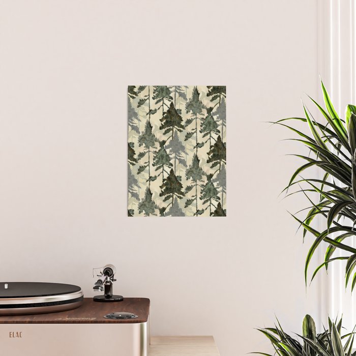 Enchanted Watercolor Pine Forest Poster Gallery Image 2