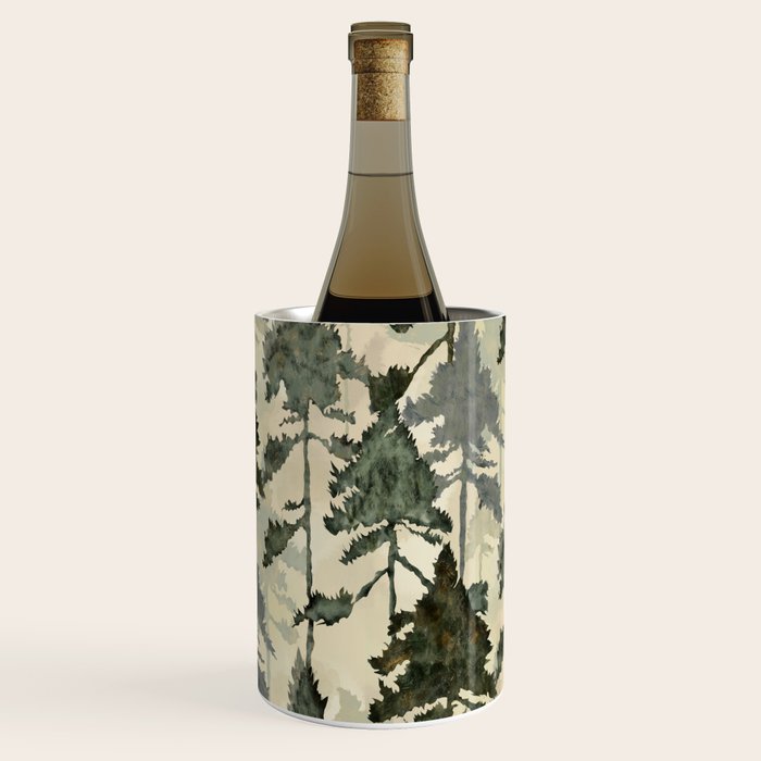 Enchanted Watercolor Pine Forest Wine Chiller Gallery Image 3