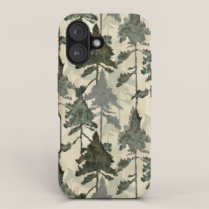 Enchanted Watercolor Pine Forest iPhone Case Gallery Image 1