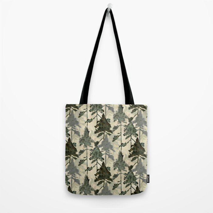 Enchanted Watercolor Pine Forest Tote Bag Gallery Image 2