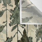 Enchanted Watercolor Pine Forest Wall Tapestry Gallery Image 3