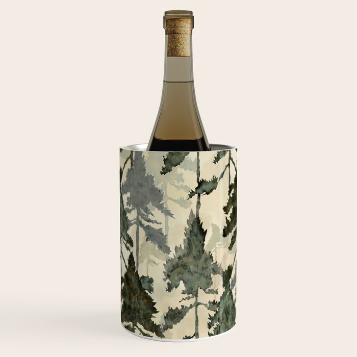 Enchanted Watercolor Pine Forest Wine Chiller Gallery Image 2