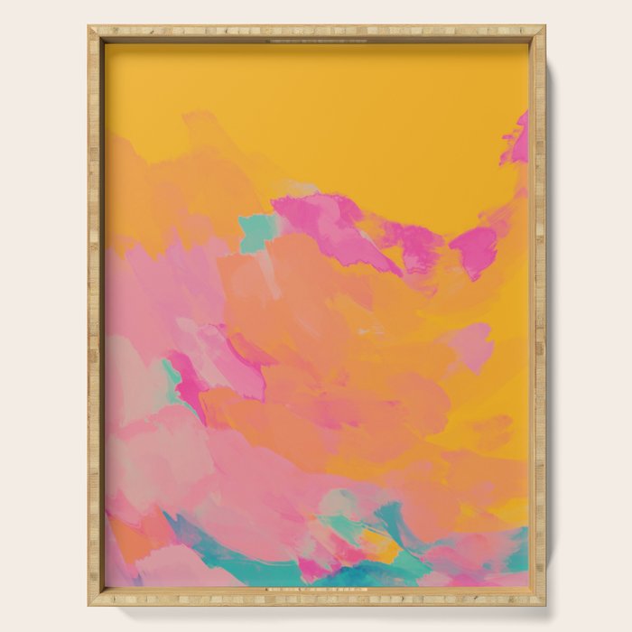 full color abstract sunset Serving Tray Gallery Image 1