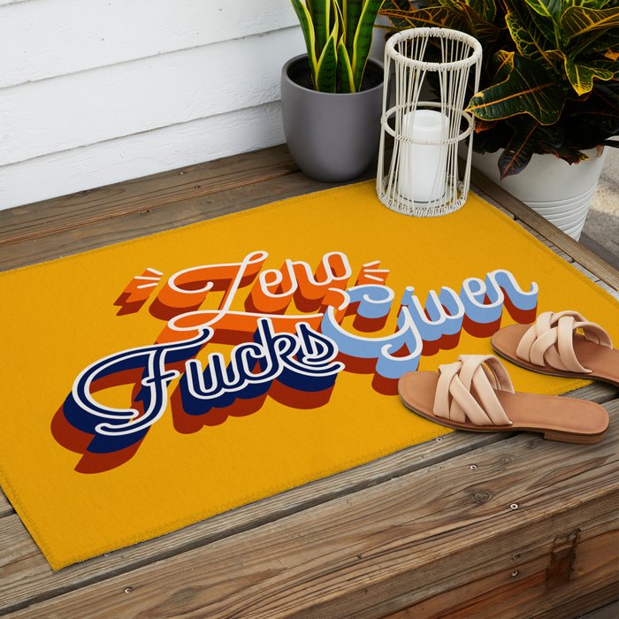 Zero F*cks Given - Yellow & Blue Palette Outdoor Rug Gallery Image 2
