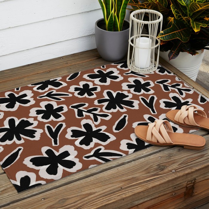 Black Florals #2 Outdoor Rug Gallery Image 2