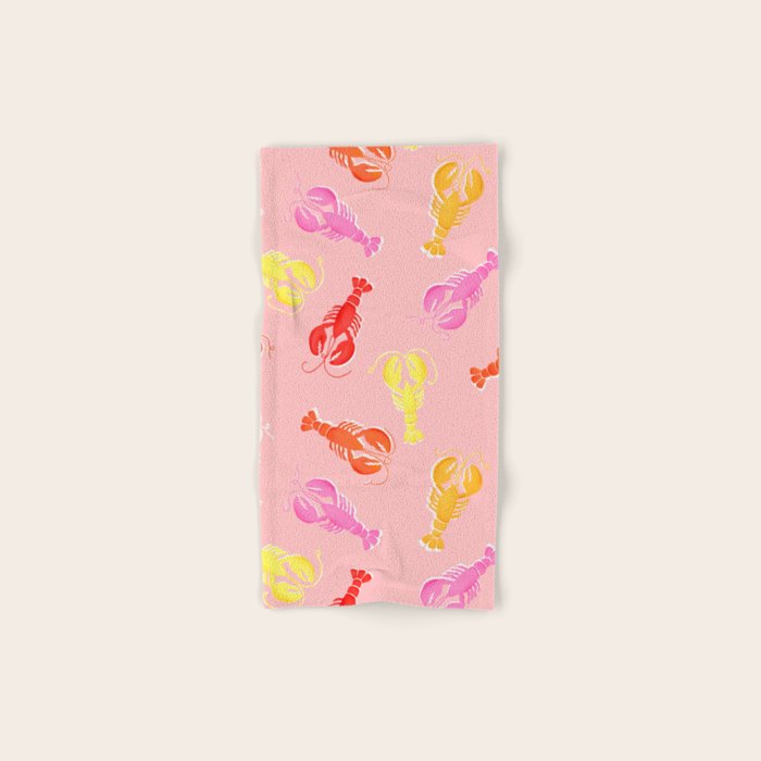 Pink Lobster Pattern Bath Towel Gallery Image 1