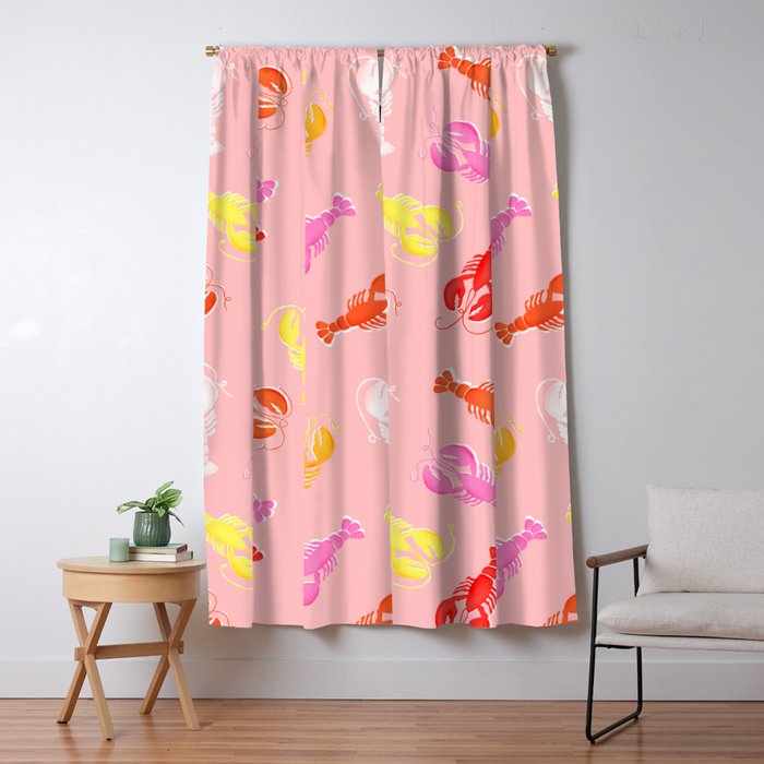 Pink Lobster Pattern Window Curtain Gallery Image 1