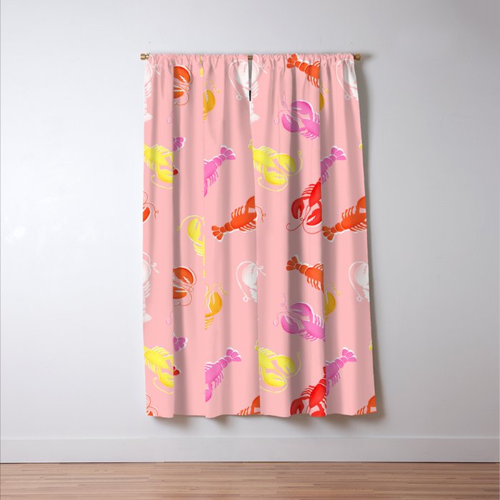 Pink Lobster Pattern Window Curtain Gallery Image 3