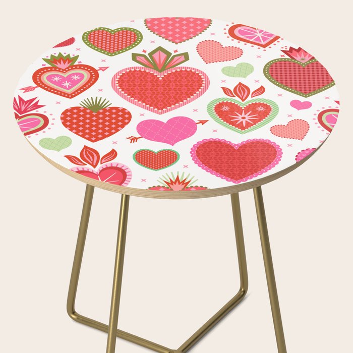 Valentine's Day Hearts - Red Pink and Green Side Table Gallery Image 2