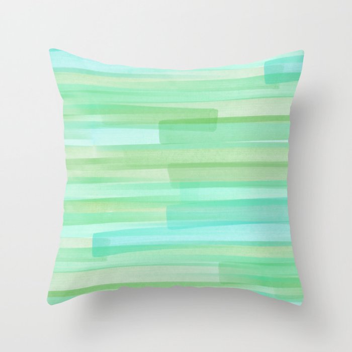 Abstract Watercolor Waves in Ocean Teal Throw Pillow Gallery Image 1