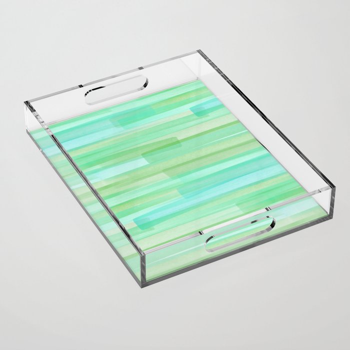 Abstract Watercolor Waves in Ocean Teal Acrylic Tray Gallery Image 1