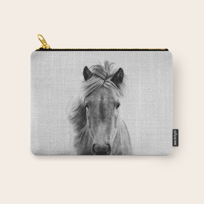 Wild Horse - Black & White Carry All Pouch Gallery Image 1