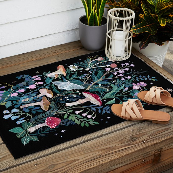 Night Mushrooms Outdoor Rug Gallery Image 2