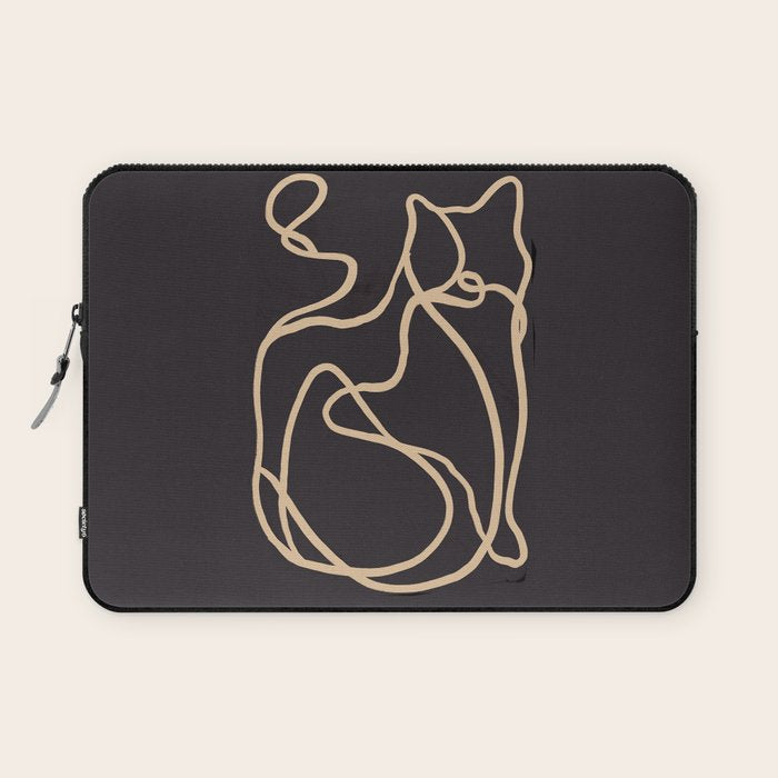 Abstract Line Art Cat 2 Laptop Sleeve Gallery Image 1