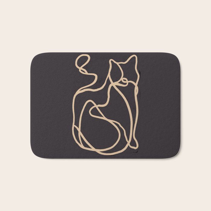 Abstract Line Art Cat 2 Bath Mat Gallery Image 1